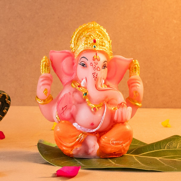Ganesha Idol in Orange Resin