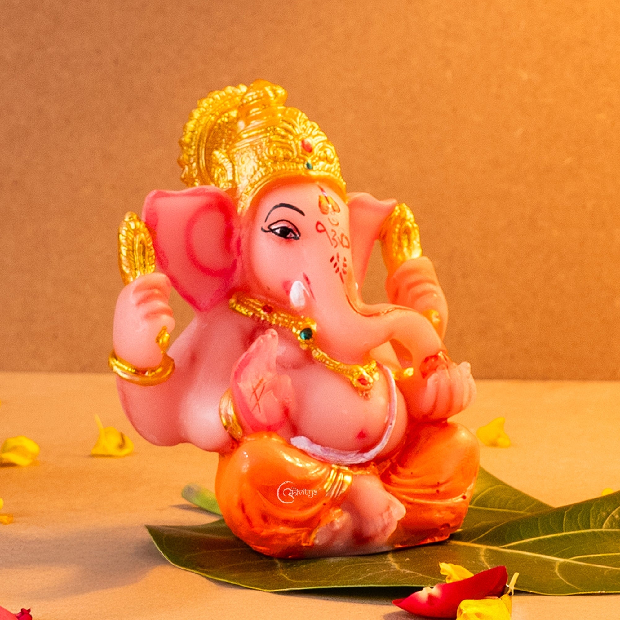 Ganesha Idol in Orange Resin