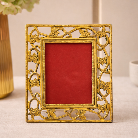 Photo Frame | Aluminium Build | Golden Color | Royal Finish | Decor Item | 8.2 X 9.8 Inch
