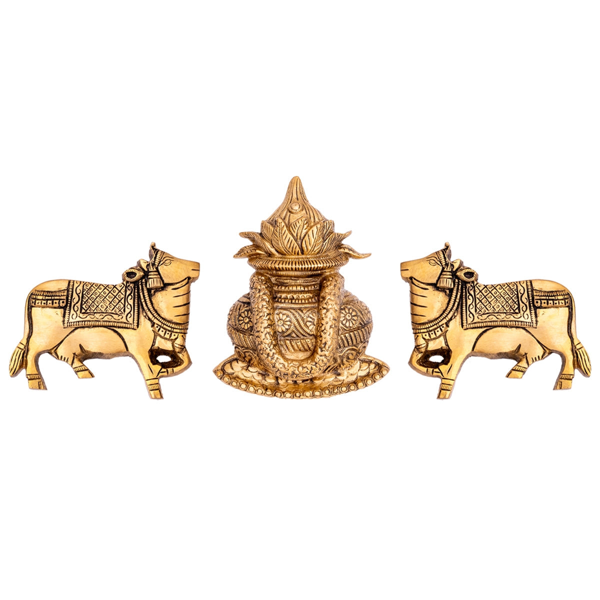 Brass Kalash with Cow Wall Hanging