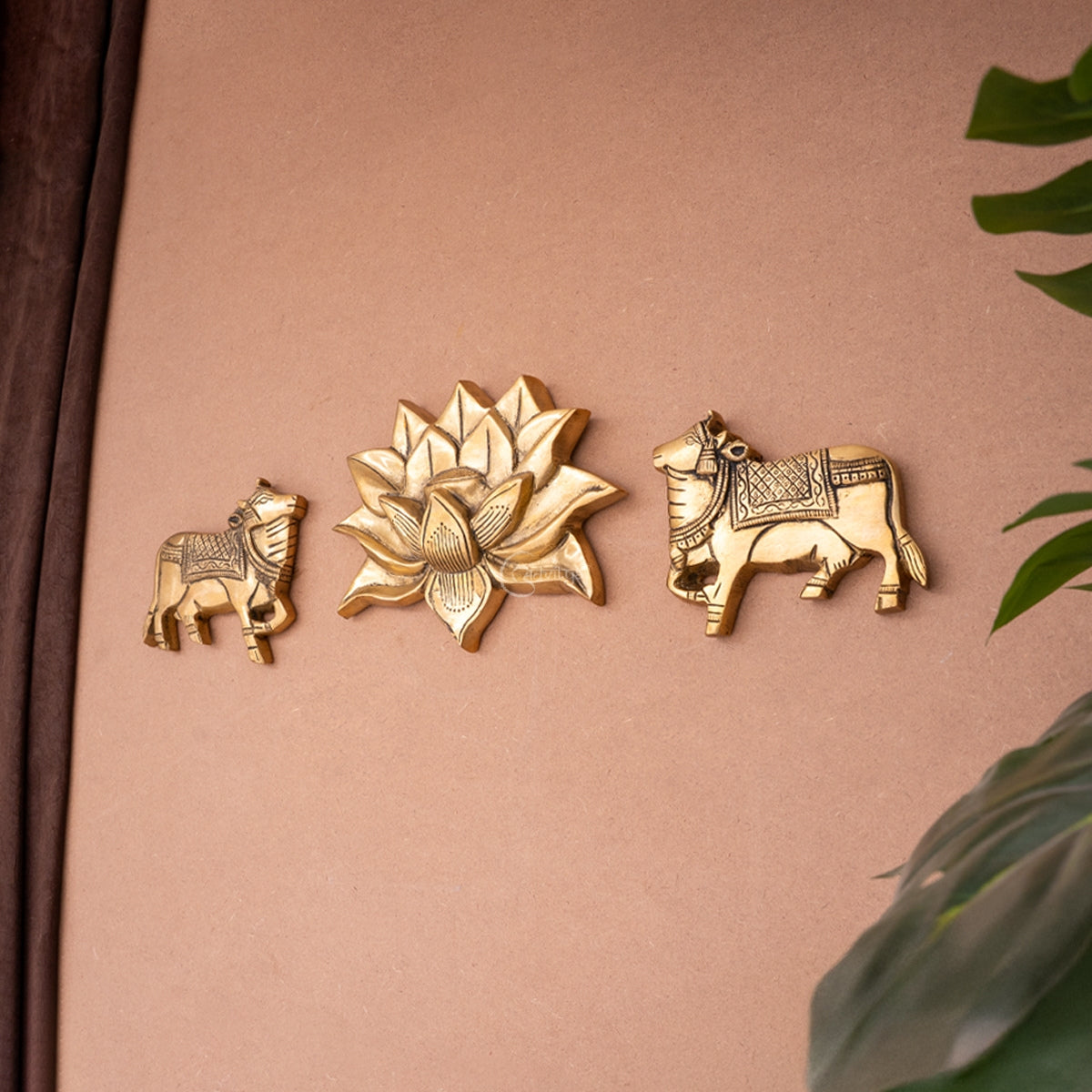 Brass Lotus With Cow Wall hanging