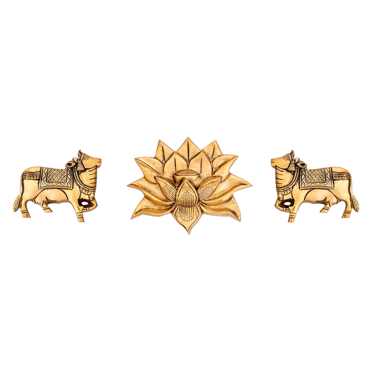 Brass Lotus With Cow Wall hanging