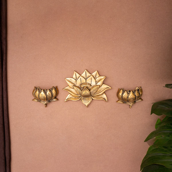 Brass Big Lotus with Small Lotus wall hanging