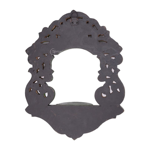 Wooden Carved Handpainted Green Bracket With Mango Leaf Kalash