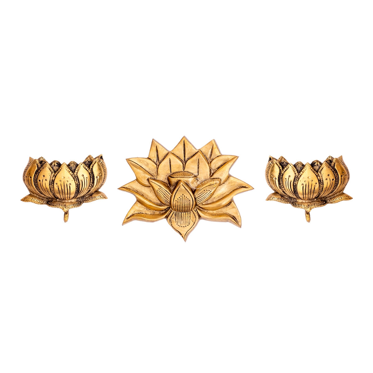 Brass Big Lotus with Small Lotus wall hanging