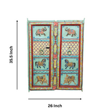 Wooden Door Handpainted with Royal Animals (Dust Blue)
