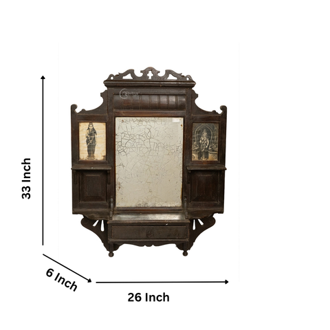 Antique Wood Wall Dressing Mirror