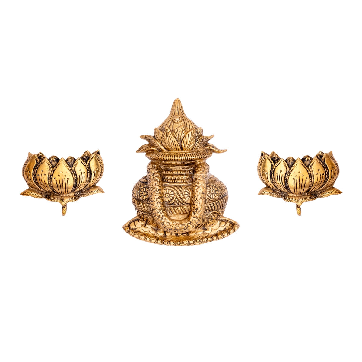 Brass Kalash With Lotus Wall Hanging