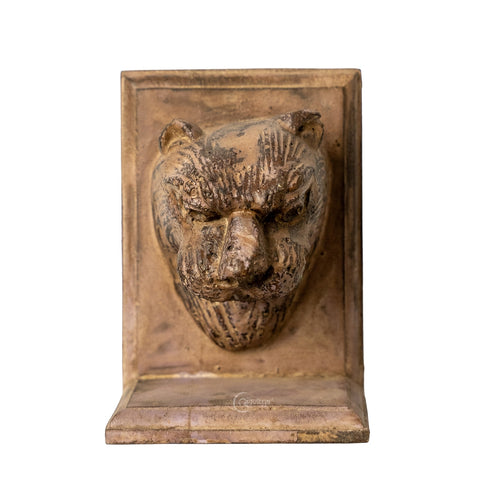 Lion Face Wooden Bookends (Pair)