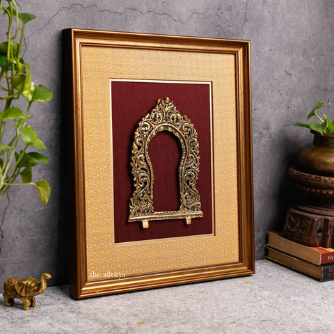 Brass Handcrafted Yali Prabhaval on Dual Fabric Frame