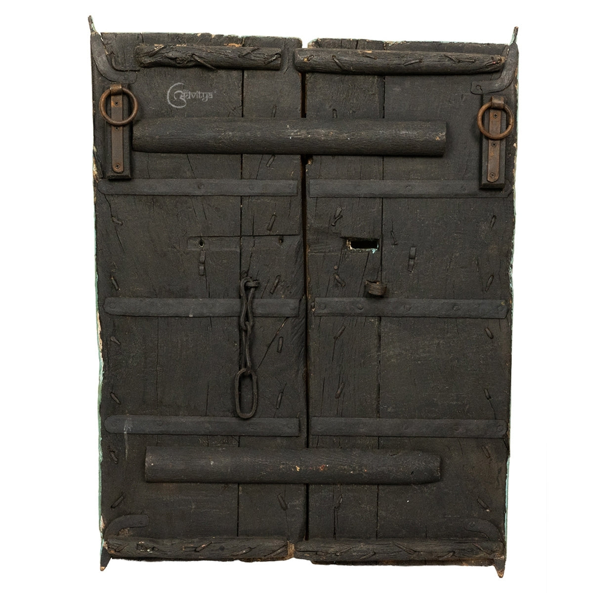 Wooden Door Handpainted with Royal Animals (Dust Blue)