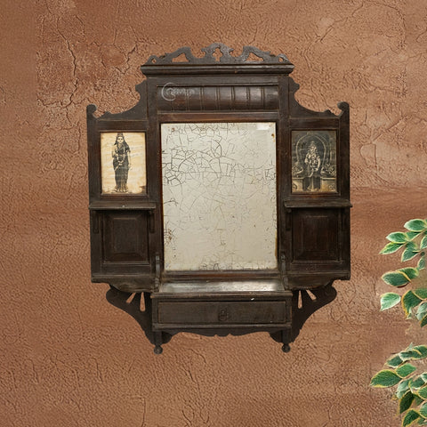 Antique Wood Wall Dressing Mirror