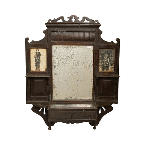 Antique Wood Wall Dressing Mirror