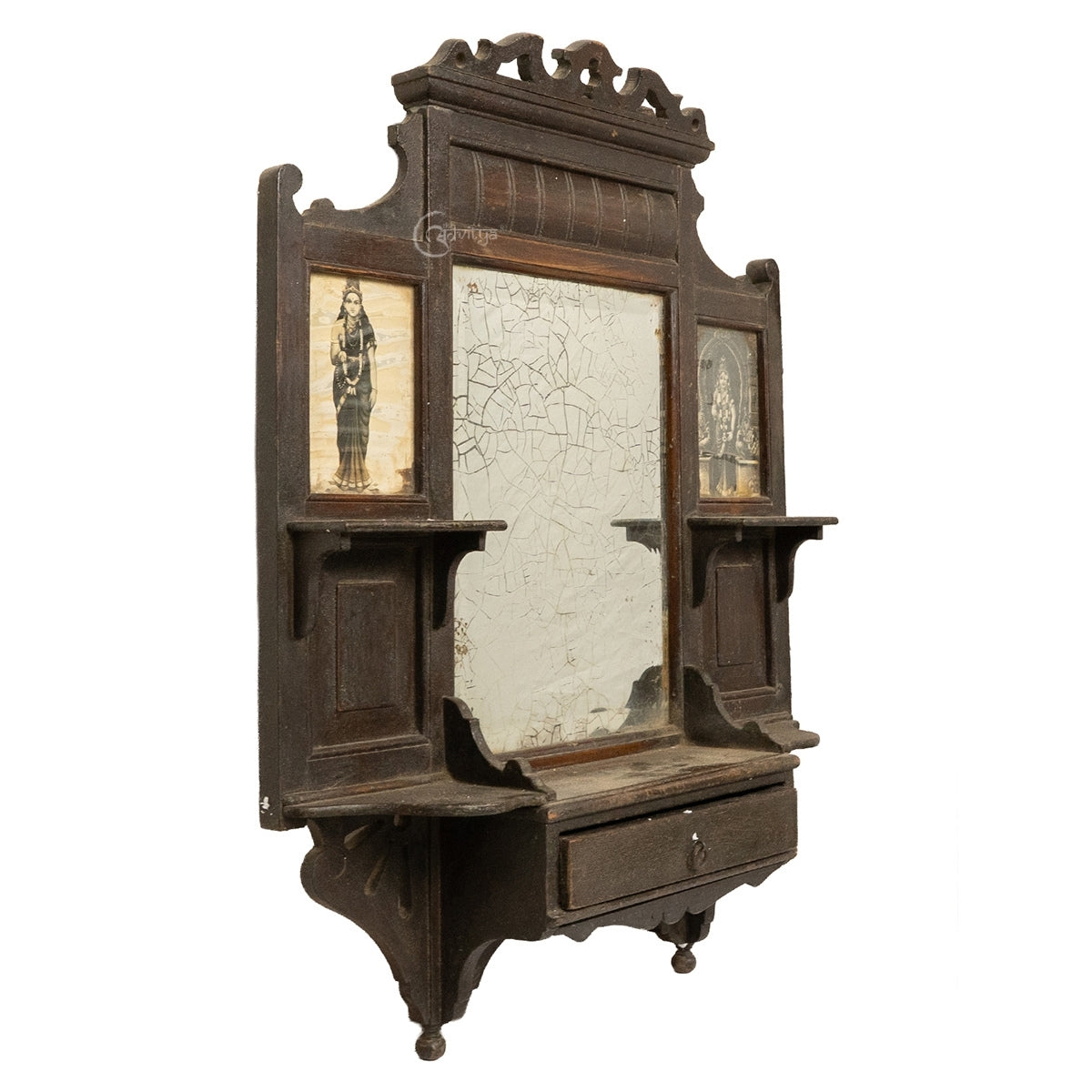 Antique Wood Wall Dressing Mirror