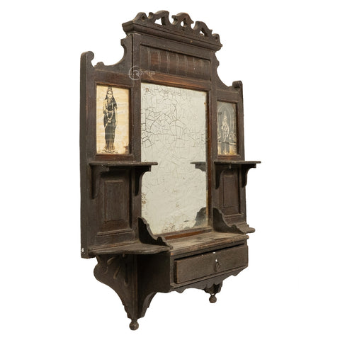 Antique Wood Wall Dressing Mirror