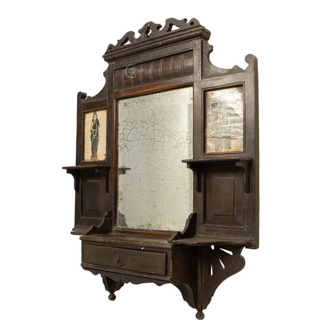 Antique Wood Wall Dressing Mirror
