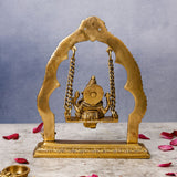 Ganesha,Ganepati,Ganasha,Ganapati,Gajanand,Gajananaa,Gajanana,Ekadanta,Brass Yali Jhula With Ganesha Sitting On It