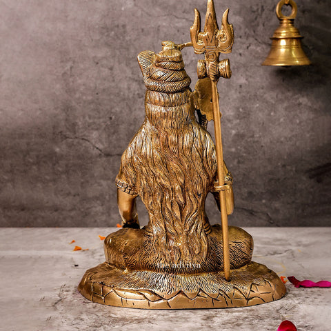 Mahadeva,Maheshvara,Neelakantha,Mrityunjaya,Kailashapati,shiv,Bholenath,Brass shiva statue Meditating On Lion Mat