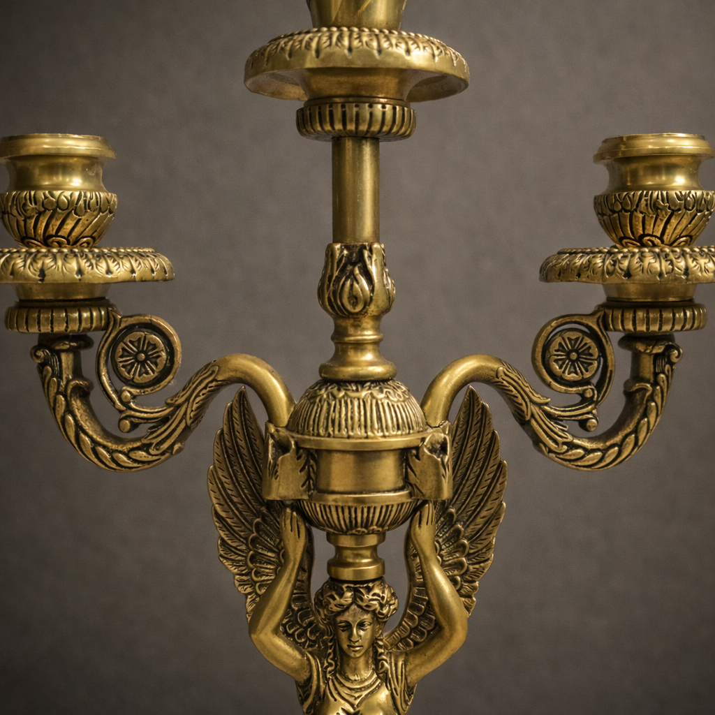 Angel Candle Stand in Brass with 5-Arm Candelabra | 18.5 inches