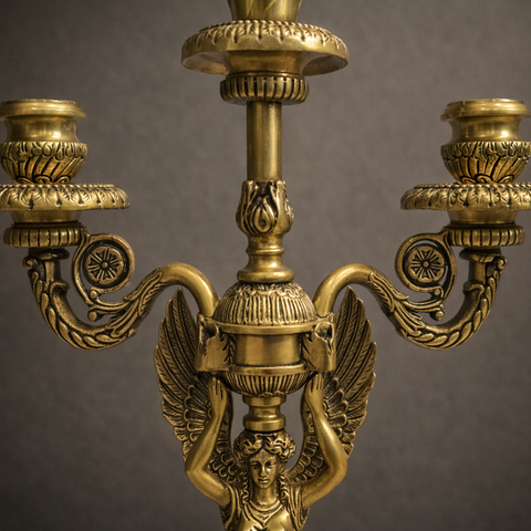 Angel Candle Stand in Brass with 5-Arm Candelabra | 18.5 inches