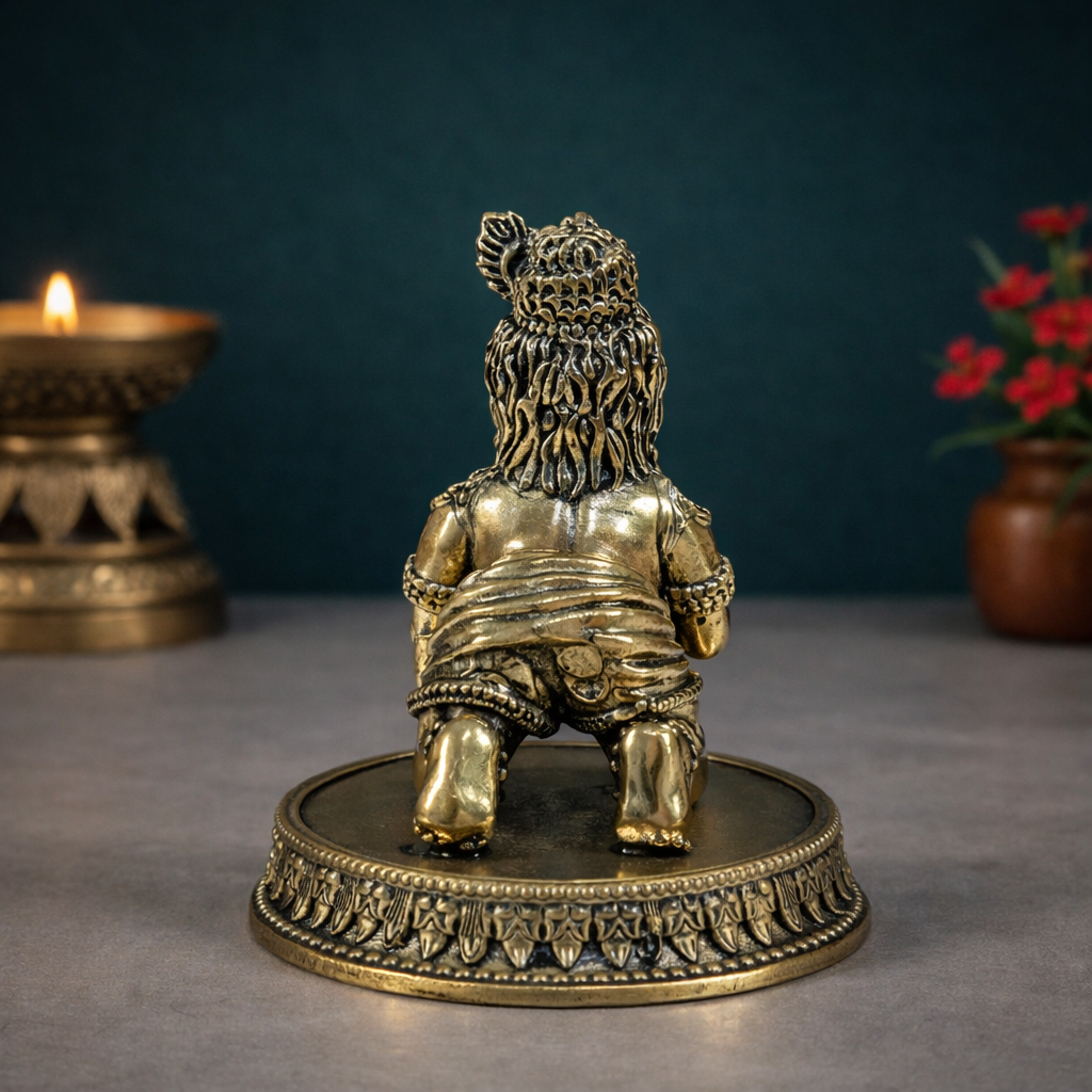 Laddu Gopal Krishna Idol | Crawling Bal Krishna | Brass Superfine Finish | Pooja Essential | 3 Inches