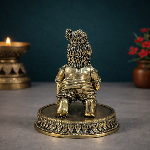 Laddu Gopal Krishna Idol | Crawling Bal Krishna | Brass Superfine Finish | Pooja Essential | 3 Inches