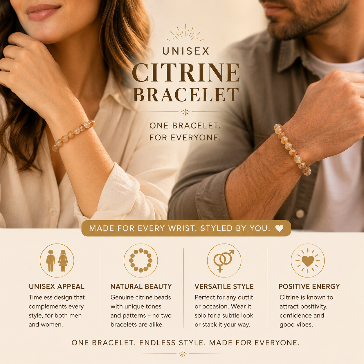 Natural Citrine Bracelet for Wealth, Success & Positive Energy