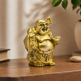 Brass Laughing Buddha Murti Pair for Prosperity & Positive Energy
