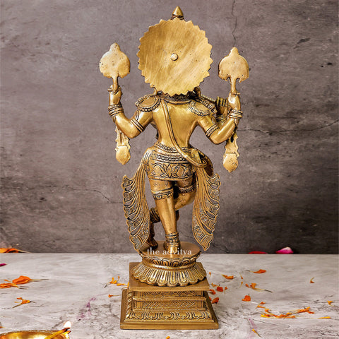 Vasudeva,Shyam,Nandakishore,Murari,Madhva,Mukunda,Keshava,Hary,Hari,Govnda,Brass Superfine Krishna With Flute Large Statue