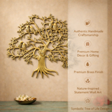 Kalpvriksha Tree with Birds Brass Wall Decor for Prosperity & Growth | 23 inches