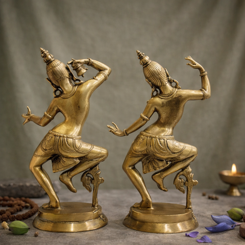 Shiv Parvati Dancing Brass Statue for Décor