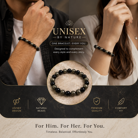 Natural Pyrite & Onyx Bracelet for Wealth, Protection & Confidence