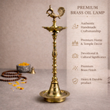 Peacock Venu Lamp | Five Wick Diya | Brass Diya | Pooja & Decor | 35.5 Inches
