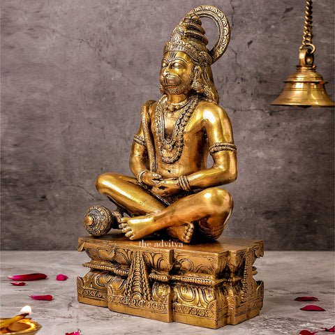 VeerHanumanta,Vayu Putra,Pawan Suta,Bajrangbali,Marutinandan,Brass Hanman Meditating Large