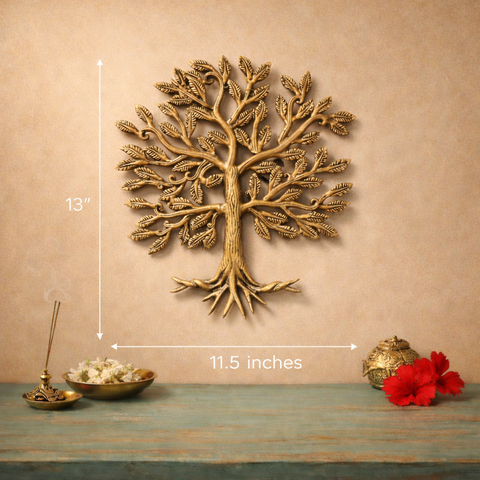 Kalpvriksha Tree Brass Wall Hanging | 13 inches
