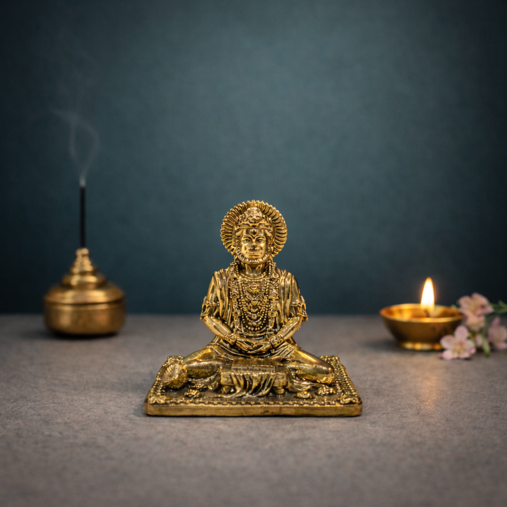 Hanuman Statue | Sitting Posture | Brass Superfine Finish | Pooja & Gifting Essential | Car Dashboard Decor | 3 Inches