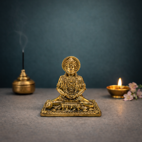 Hanuman Statue | Sitting Posture | Brass Superfine Finish | Pooja & Gifting Essential | Car Dashboard Decor | 3 Inches
