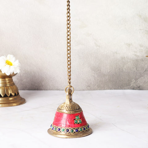 Brass Hanging Bell in Mosaic Work