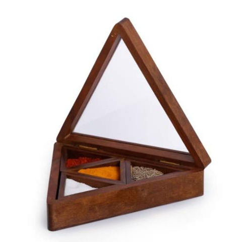 Wooden triangle Spice Box/Masala Dani Gift