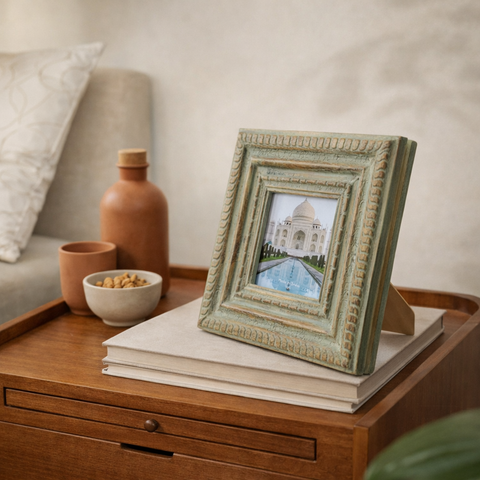 Photo Frame for Table & Wall | Wooden Make | Pastel Green | 8.3 Inch