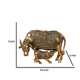 Superfine Brass Cow with Calf Statue (Kamadhenu)