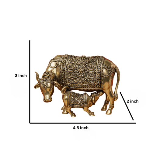 Superfine Brass Cow with Calf Statue (Kamadhenu)