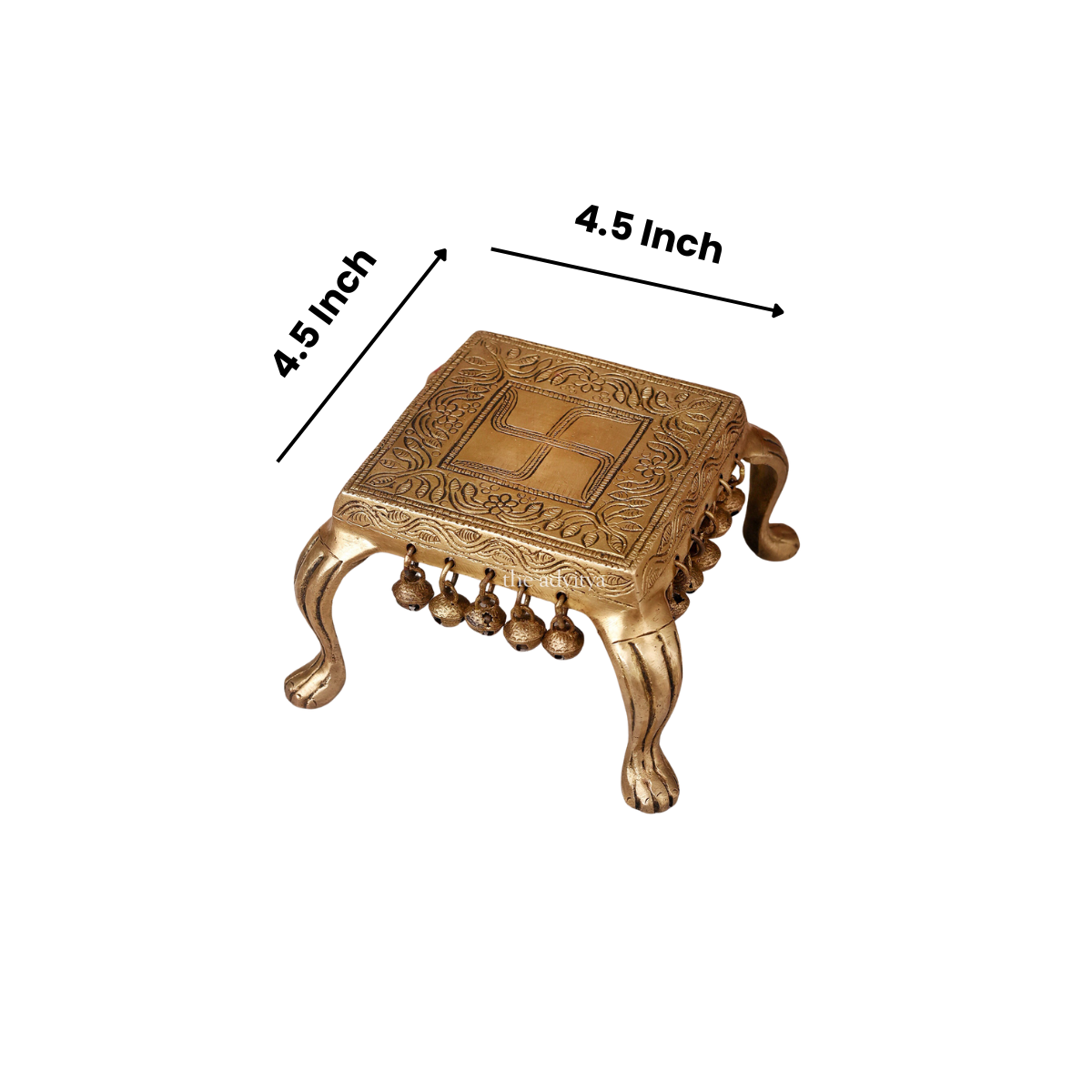 Brass Square Chowki with Bells