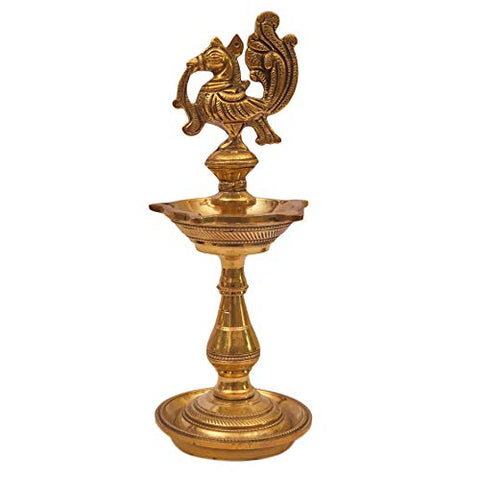 Brass Peacock Diya/Lamp Panchmukhi for Decoration