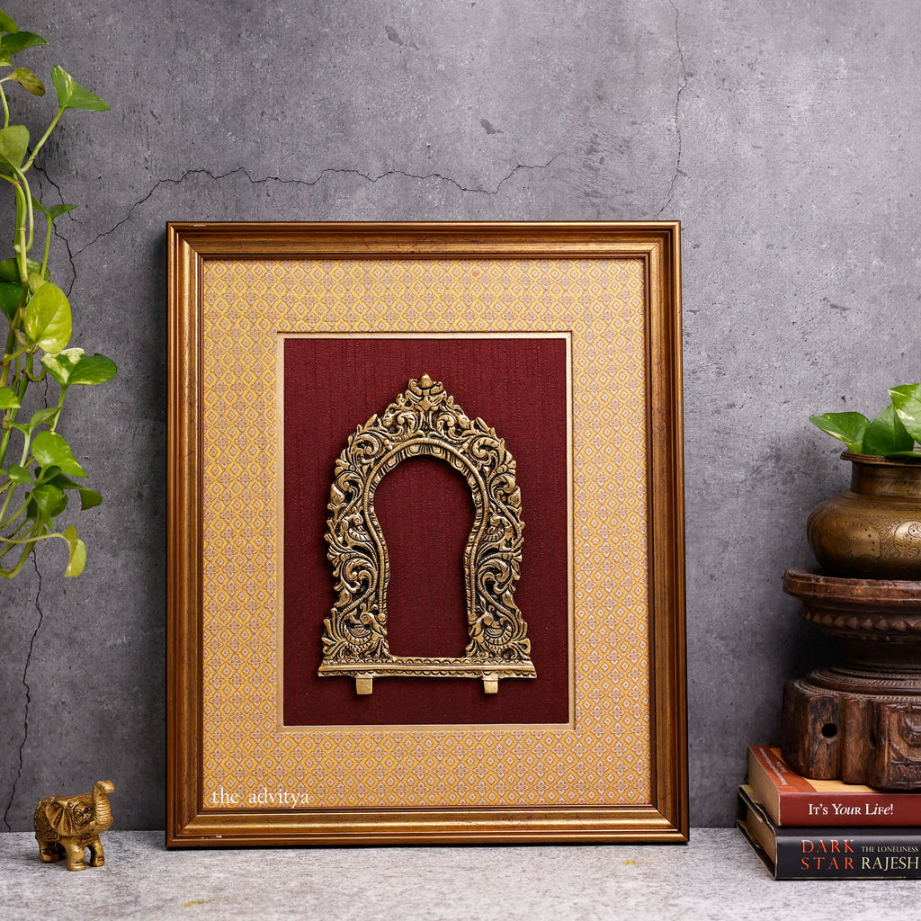 Brass Handcrafted Yali Prabhaval on Dual Fabric Frame