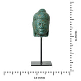 Wooden Buddha Face on Iron Stand (Green)