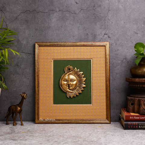 Brass Suraj and Chandrmukh on Dual Fabric Frame