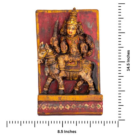 Wooden Lord Khandoba/Shiva Vintage Wall Panel