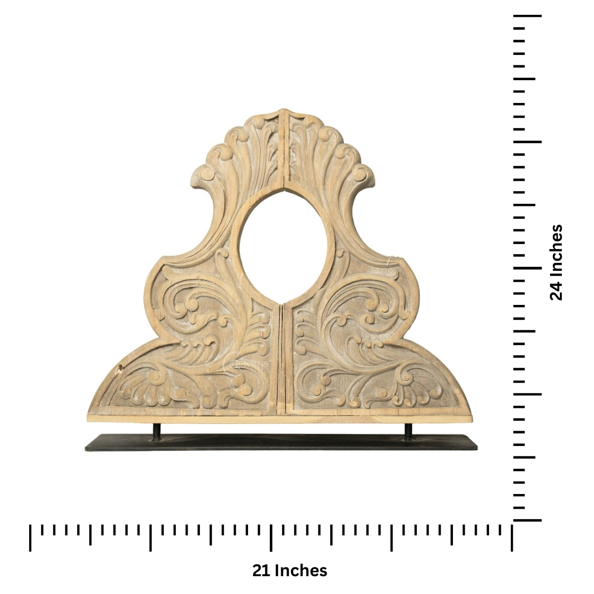 Vintage Carved Wooden Pediment Decor with Ornate Floral Design