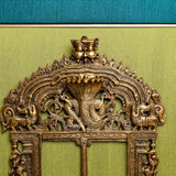 "Magnificent Brass Temple Prabhavali on Dual Fabric Frame "